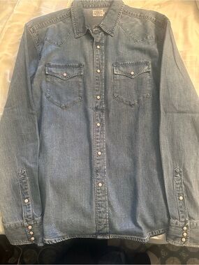 Faherty denim cowboy snap button down nwot size Large L